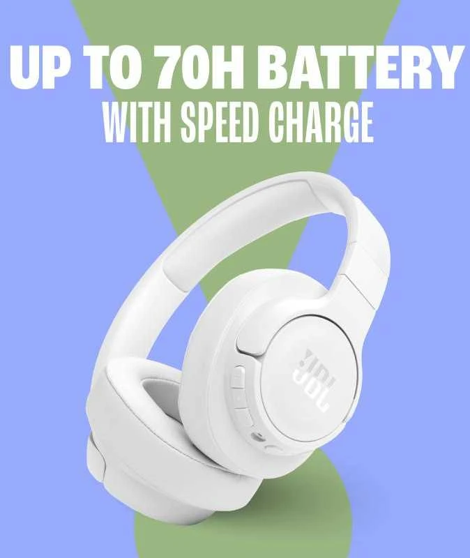 JBL Tune 770 NC belaidės ausinės, Baltos spalvos