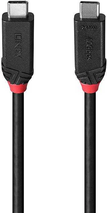 USB Kabelis - LINDY USB4 Type C Laidas, M/M, 40Gbps, 240W PD, 1 m, Juodas