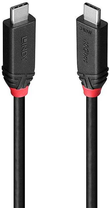 USB Kabelis - LINDY USB4 Type C Laidas, M/M, 40Gbps, 240W PD, 1 m, Juodas