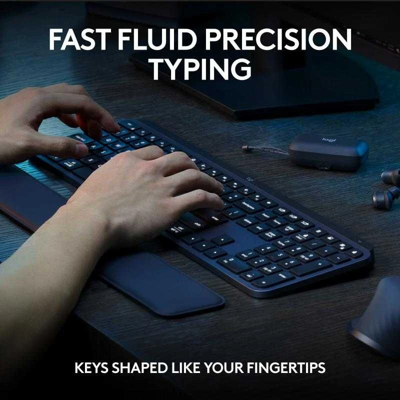 Belaidė klaviatūra ir pelė + Atrama riešui Logitech MX Keys S Combo, Graphite