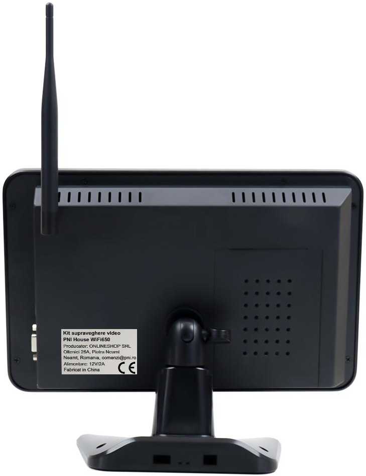 Vaizdo stebėjimo rinkinys PNI House WiFi650 – 4 Full HD „Wi-Fi“ P2P kameros ir 12 colių LCD monitorius