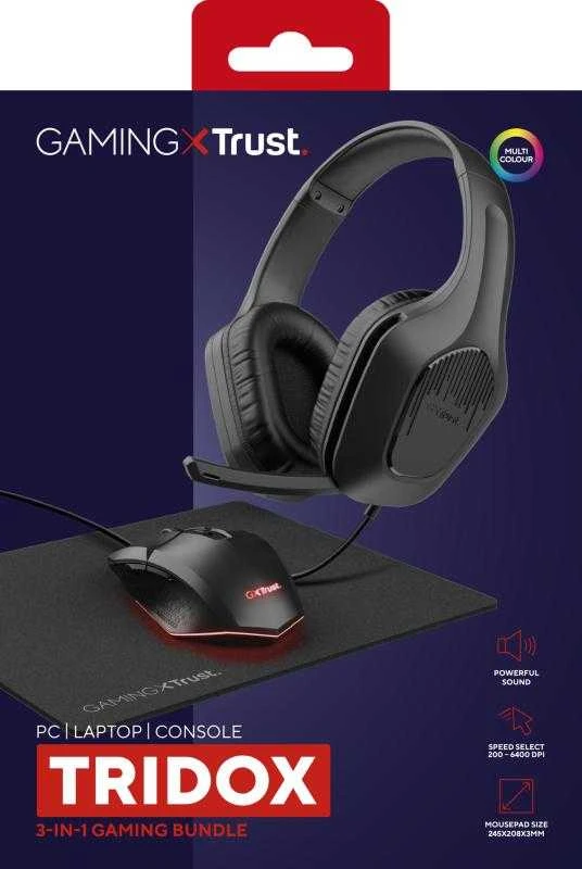 Pelė Trust GXT 790 „3-in-1“ žaidimų rinkinys (juodas)