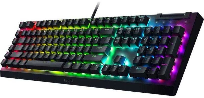 Mechaninė žaidimų klaviatūra Razer BlackWidow V4 X, US išdėstymas, geltonas jungiklis, su laidu, Juodos spalvos