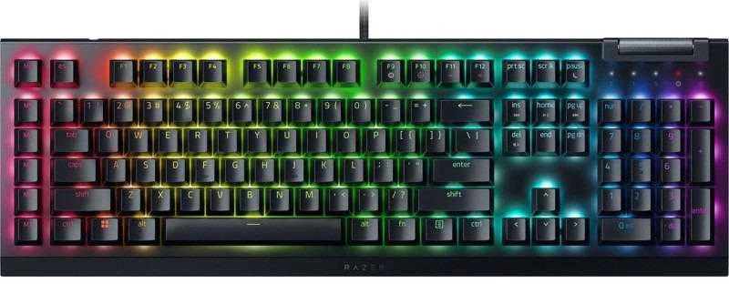 Mechaninė žaidimų klaviatūra Razer BlackWidow V4 X, US išdėstymas, geltonas jungiklis, su laidu, Juodos spalvos
