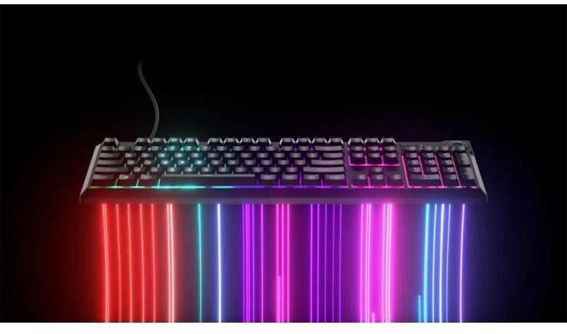 Žaidimų klaviatūra CORSAIR K55 CORE RGB USB 2.0 arba A tipo, laidinė, su guminiais kupoliniais klavišų jungikliais, 1000 Hz pranešimų dažnis, pilka