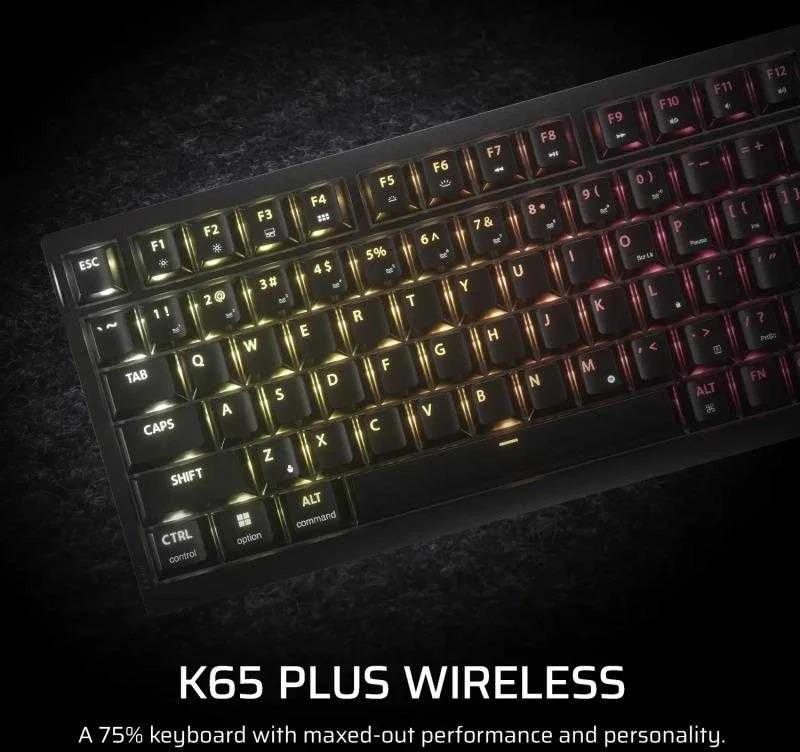 CORSAIR K65 Plus Belaidė mechaninė klaviatūra RGB LED pašvietimas Corsair MLX Fusion Tactile
