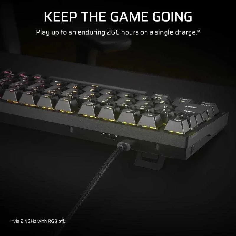 CORSAIR K65 Plus Belaidė mechaninė klaviatūra RGB LED pašvietimas Corsair MLX Fusion Tactile