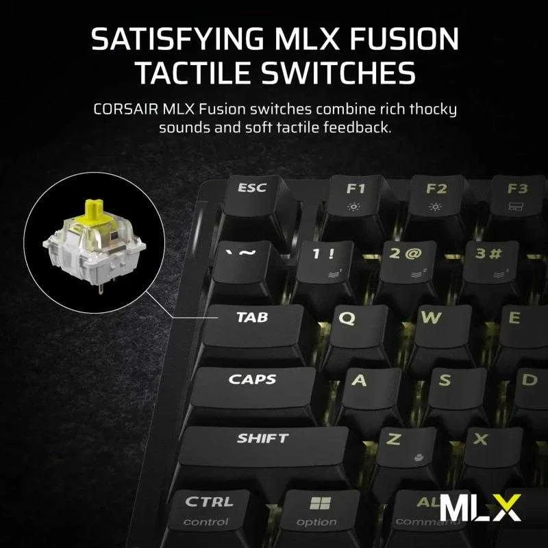 CORSAIR K65 Plus Belaidė mechaninė klaviatūra RGB LED pašvietimas Corsair MLX Fusion Tactile