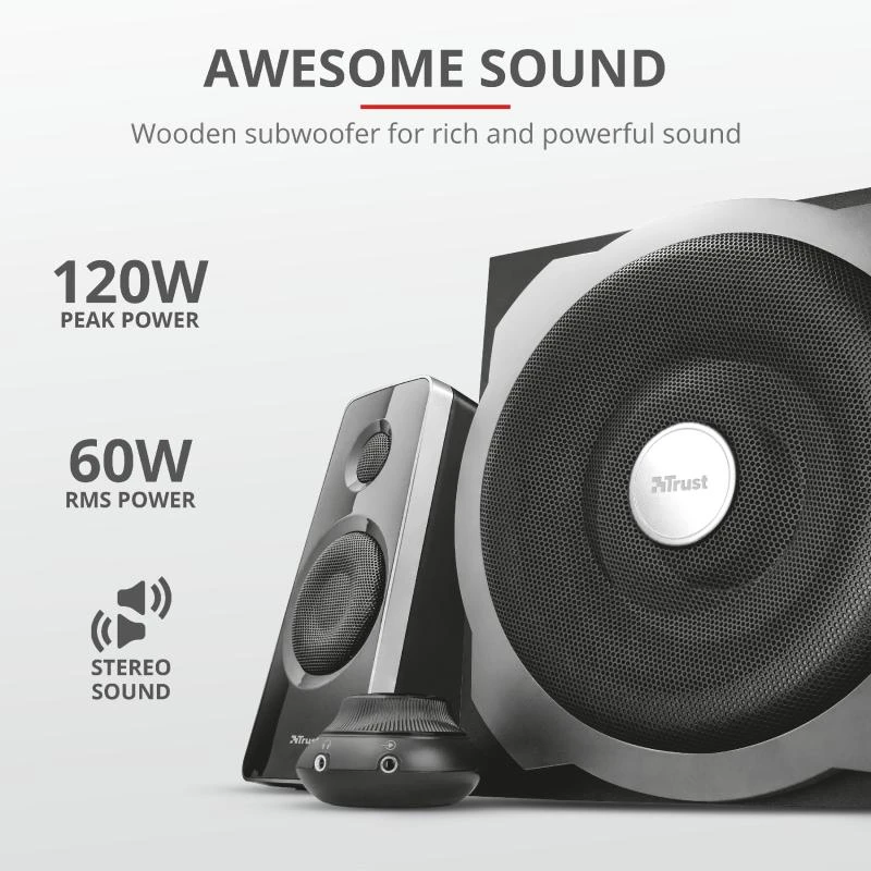 Kompiuterio kolonėlės Kolonėlės Trust Tytan 2.1 Subwoofer Juod