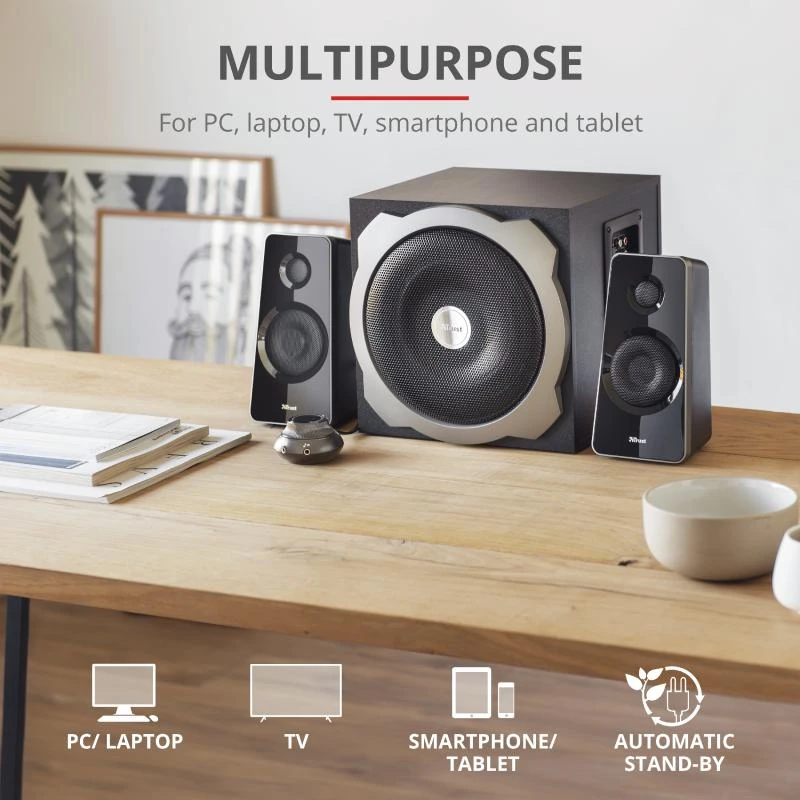 Kompiuterio kolonėlės Kolonėlės Trust Tytan 2.1 Subwoofer Juod