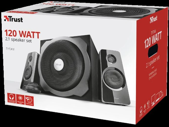 Kompiuterio kolonėlės Kolonėlės Trust Tytan 2.1 Subwoofer Juod