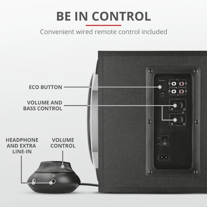 Kompiuterio kolonėlės Kolonėlės Trust Tytan 2.1 Subwoofer Juod