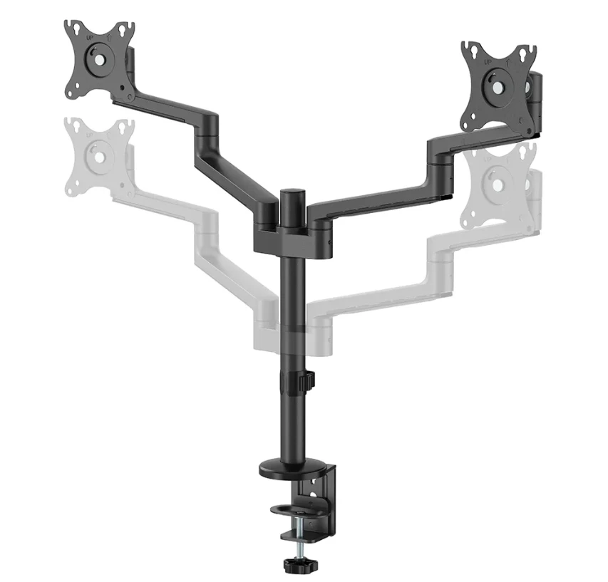 Laikiklis NEOMOUNTS SCREEN STALO MONTUVAS DVIEM EKRANAMS, Juodas (CLAMP+GROMMET)