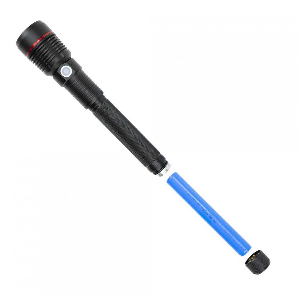 PNI Adventure F450 aliumininis žibintuvėlis su fokusavimo ir BOOST funkcija, 20 W LED, 1500 lm iki 450 m, išorinė baterija su USB išvestimi, micro USB įkrovimas, 4400 mAh baterija komplekte, veikia 10 valandų nepertraukiamai