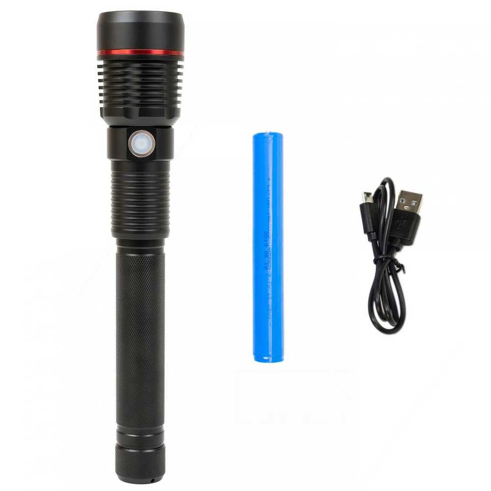 PNI Adventure F450 aliumininis žibintuvėlis su fokusavimo ir BOOST funkcija, 20 W LED, 1500 lm iki 450 m, išorinė baterija su USB išvestimi, micro USB įkrovimas, 4400 mAh baterija komplekte, veikia 10 valandų nepertraukiamai