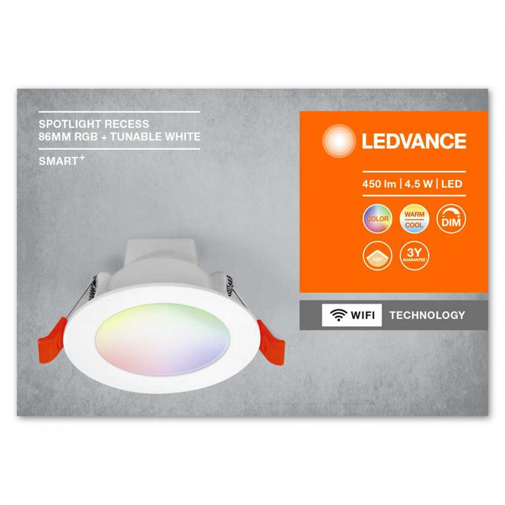 Ledvance 4W LED įleidžiamas šviestuvas, baltas, 2700…6500K, išmanus+WiFi valdymas
