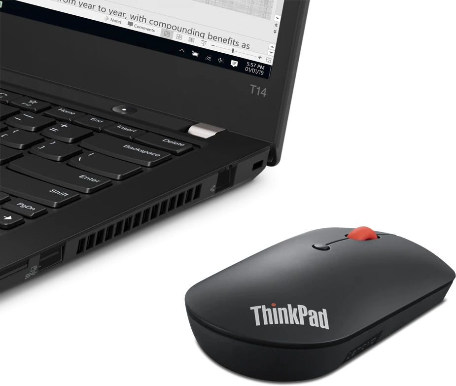 Lenovo | „ThinkPad“ tyli „Bluetooth“ pelė | Belaidė | „Bluetooth 5.0“ | Juoda | 1 metai(-ų)