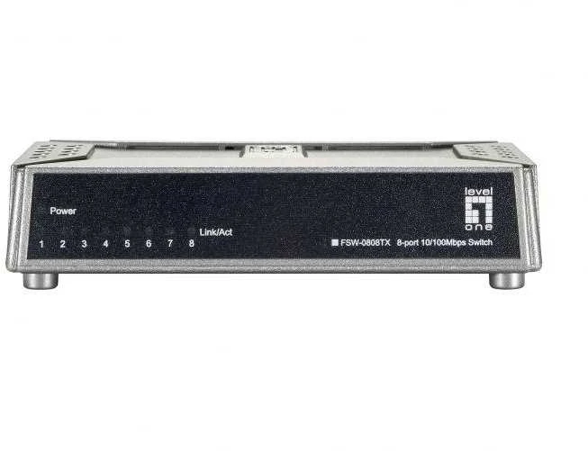 Šakotuvas Level One LevelOne FSW-0808TX Ne-valdomas Fast Ethernet (10/100) Pilka