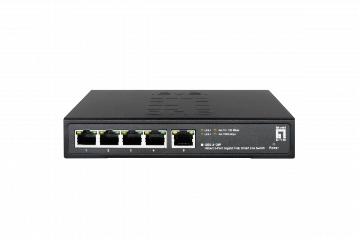 Šakotuvas Level One Carruzzo LevelOne GES-2105P tinklo komutatorius Valdomas L2 Gigabit Ethernet (10/100/1000) Maitinimas per Eternetą (PoE) Juoda