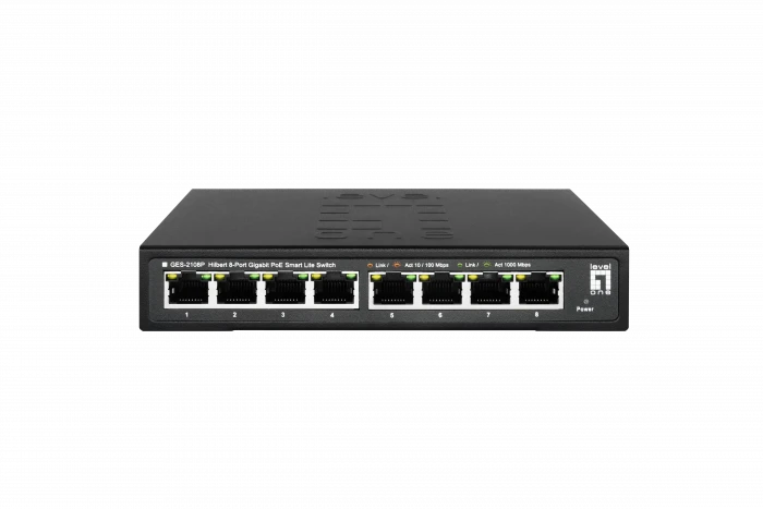 Šakotuvas Level One Carruzzo LevelOne GES-2108P tinklo komutatorius Valdomas L2 Gigabit Ethernet (10/100/1000) Maitinimas per Eternetą (PoE) Juoda