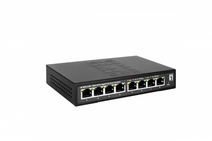 Šakotuvas Level One Carruzzo LevelOne GES-2108P tinklo komutatorius Valdomas L2 Gigabit Ethernet (10/100/1000) Maitinimas per Eternetą (PoE) Juoda