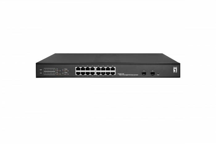 Šakotuvas Level One Carruzzo LevelOne GES-2118P tinklo komutatorius Valdomas L2 Gigabit Ethernet (10/100/1000) Maitinimas per Eternetą (PoE) Juoda
