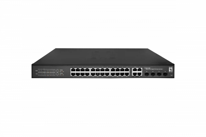 Šakotuvas Level One Carruzzo LevelOne GES-2128P tinklo komutatorius Valdomas L2 Gigabit Ethernet (10/100/1000) Maitinimas per Eternetą (PoE) Juoda