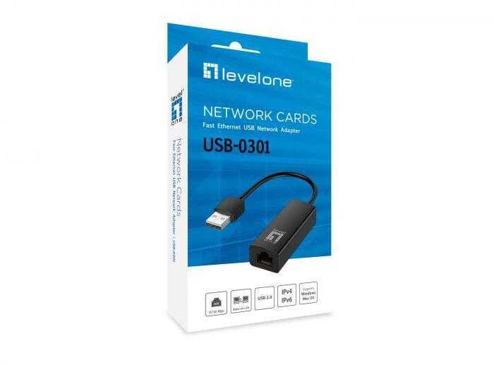 Level One USB-0301 tinklo adapteris pakuotėje