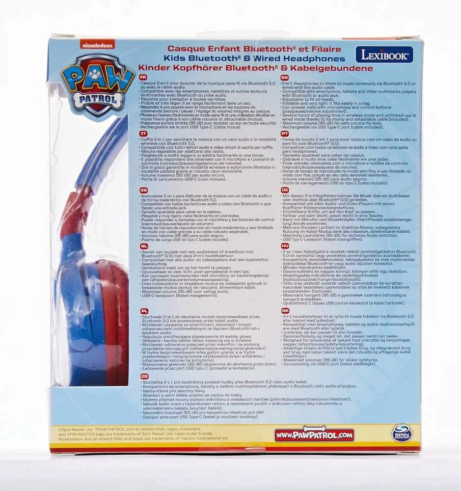 Lexibook – „Paw Patrol“ – sulankstomos 2 viename ausinės (HPBT010PA)