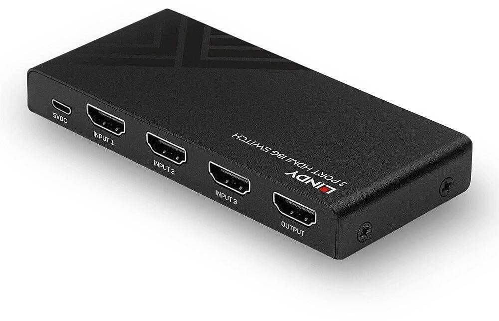 HDMI Jungiklis - LINDY 3 Prievadų HDMI 18G Jungiklis 4K@60Hz 18Gbps HDR10