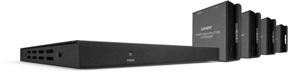 HDMI Skirstytuvas Ilgintuvas - LINDY Cat.6 4 Prievadų HDMI 4K30 ir IR Ilgintuvas 3840x2160@30Hz 70 m