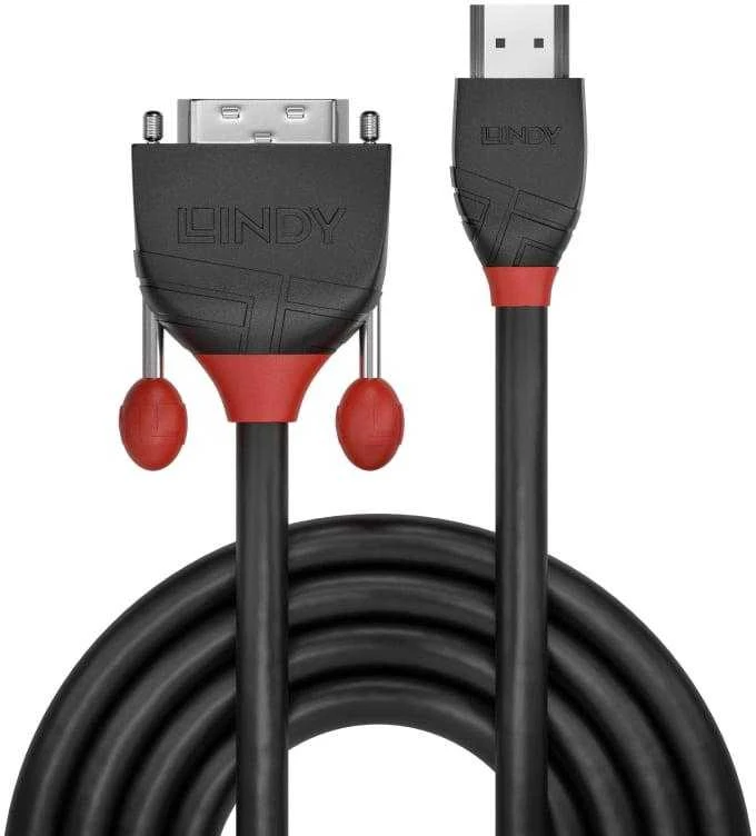 HDMI Laidas - LINDY Juodas Line HDMI į DVI-D Laidą, 1920x1200, 60Hz, 1 m, Juodas