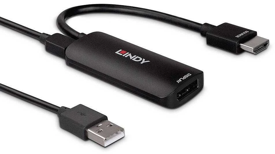 Adapteris - LINDY HDMI 8K60 į DisplayPort 1.4 Konverteris, 7680x4320@60Hz, 48Gbps, Juodas