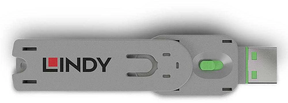 USB Priedas - LINDY USB A Prievado Užrakto Raktas Nr. 40451 40461 ABS 18x75,16x12mm Žalias