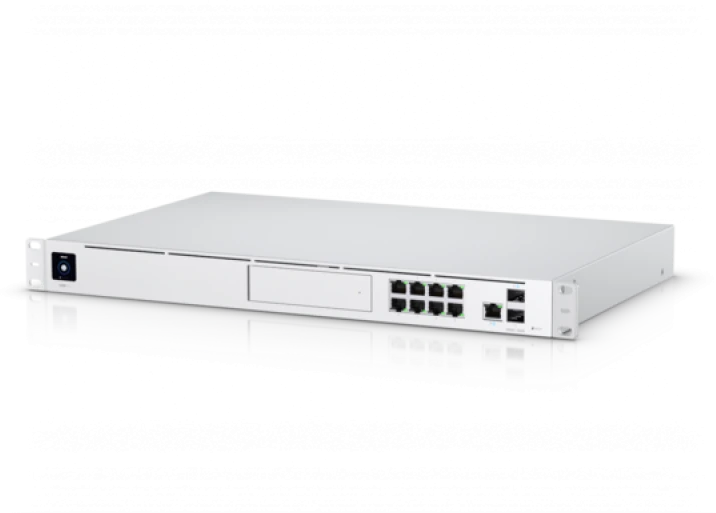 Šakotuvas UBIQUITI UDM-PRO UNIFI DREAM MACHINE 8 PORT SWITCH DAUGIŲ PROGRAMŲ SISTEMA SU 3,5 HDD IŠPLĖTIMU DUAL WAN 10G SFP+ IR 1G RJ45