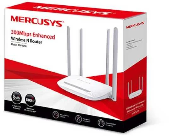 TP-Link Mercusys | Enhanced Wireless N Maršrutizatorius | MW325R | 802.11n | 300 Mbit/s | 10/100 Mbit/s | Mesh Support No | MU-MiMO No | No mobile broadband | Antenna type 4xFixed | No
