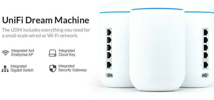 Maršrutizatorius UBIQUITI Ubi UDM Ubiquiti UDM UniFi Dream Machine 802.11ac 4x4 Wave 2 AP su valdikliu, 4x GbE