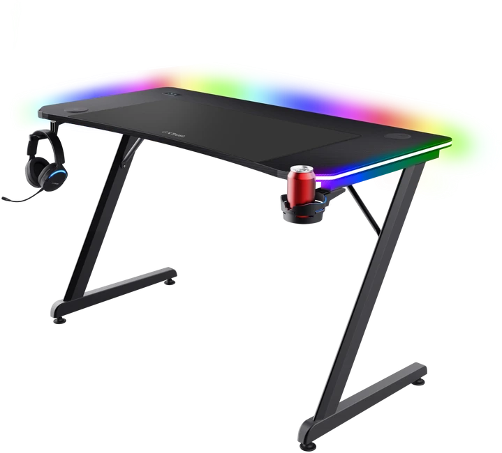 TRUST GXT 710 Luminus stalas su RGB apšvietimu ir laikikliais