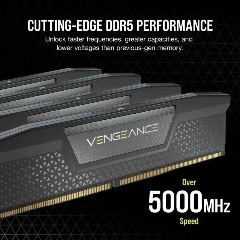 RAM CORSAIR VENGEANCE 32GB 2x16GB DDR5 6000MT/s DIMM Unbuffered 36-44-44-96 Std PMIC AMD EXPO Pilkas Heatspreader Juodas PCB 1.4V (Ekspozicinė prekė)