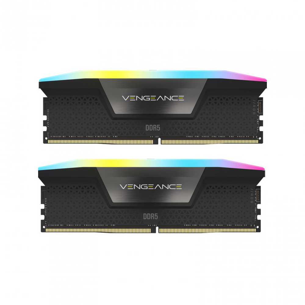 RAM CORSAIR VENGEANCE RGB 64GB 2x32GB DDR5 6000MT/s DIMM Be buferio 30-36-36-76 Std PMIC XMP 3.0 Juodas Heatspreader RGB LED 1.4V