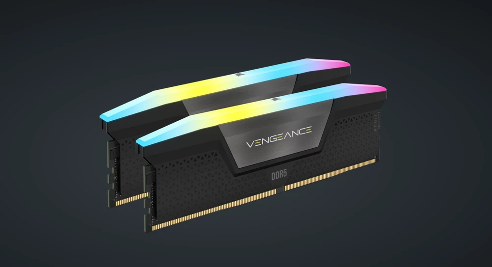 RAM 64 GB „Corsair DIMM 5200“ (2 x 32 GB) dviejų atminties modulių rinkinys (juodas. CMH64GX5M2B5200C40. „Vengeance RGB“. „INTEL XMP“)