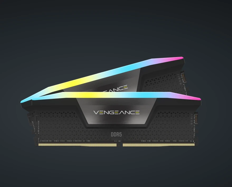 RAM 64 GB „Corsair DIMM 5200“ (2 x 32 GB) dviejų atminties modulių rinkinys (juodas. CMH64GX5M2B5200C40. „Vengeance RGB“. „INTEL XMP“)