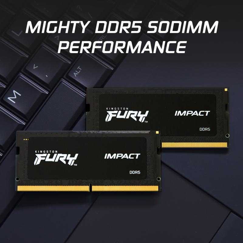 RAM „Kingston KF548S38IBK2-16“ 16 GB 4800 MHz DDR5 CL38 SODIMM (2 vnt. rinkinys) „FURY Impact“ | „Kingston“