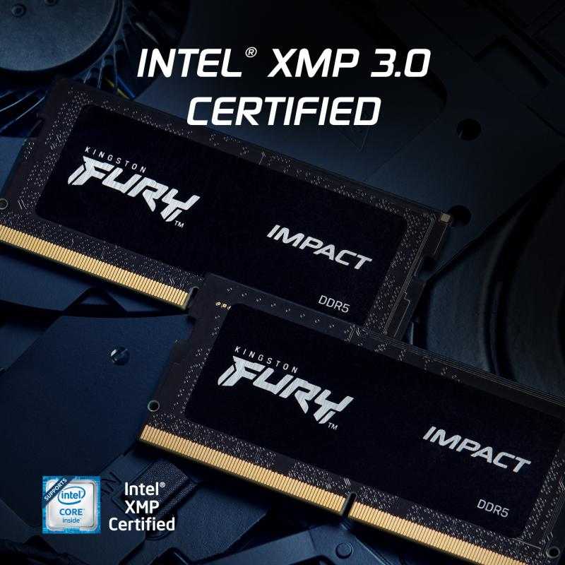 RAM „Kingston KF548S38IBK2-16“ 16 GB 4800 MHz DDR5 CL38 SODIMM (2 vnt. rinkinys) „FURY Impact“ | „Kingston“