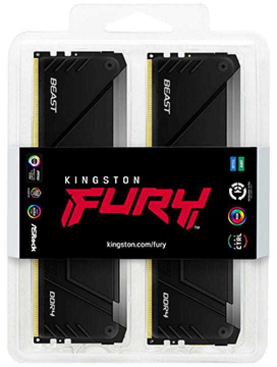 RAM „Kingston KF432C16BB2AK4/64“ 64 GB 3200 MT/s DDR4 CL16 DIMM (4 vnt. rinkinys) „FURY Beast RGB“ | „Kingston“