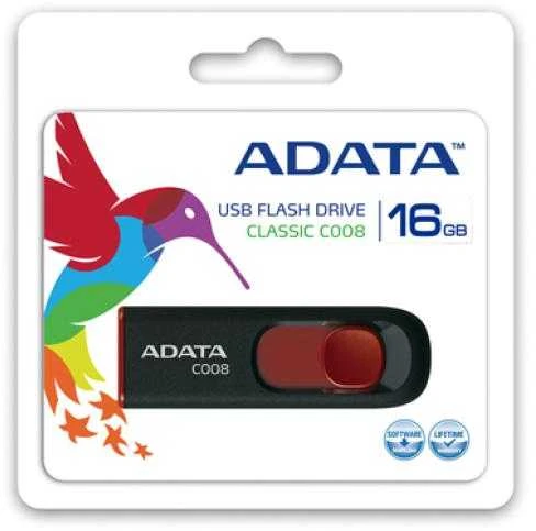 Ištraukiamas atmintukas Adata C008 16GB Juodas/Raudonas