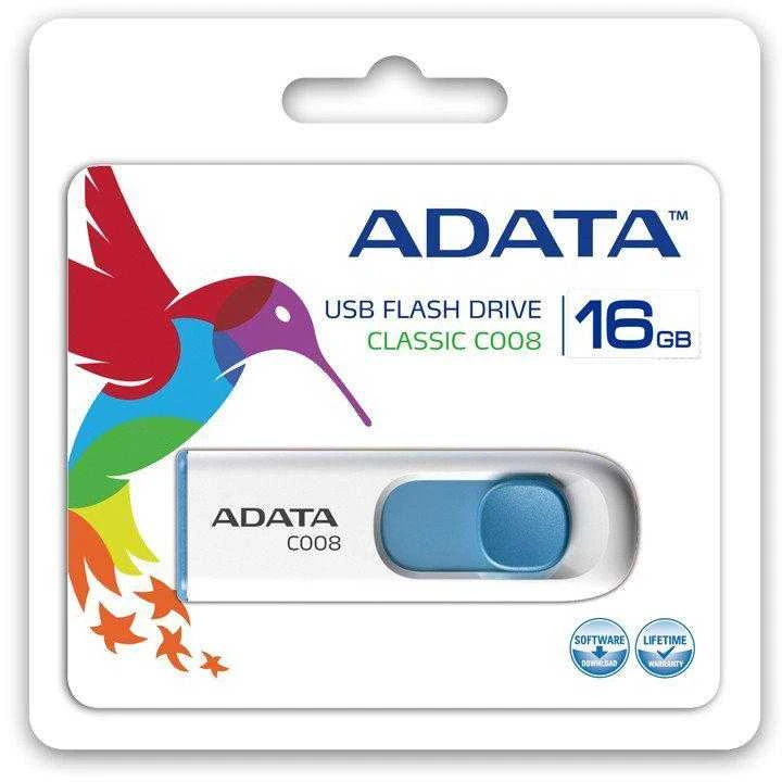 Ištraukiamas atmintukas Adata C008 16GB Baltas/mėlynas