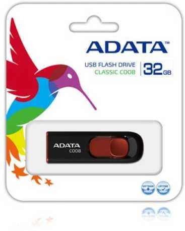 Ištraukiamas atmintukas Adata C008 32GB Juodas/raudonas
