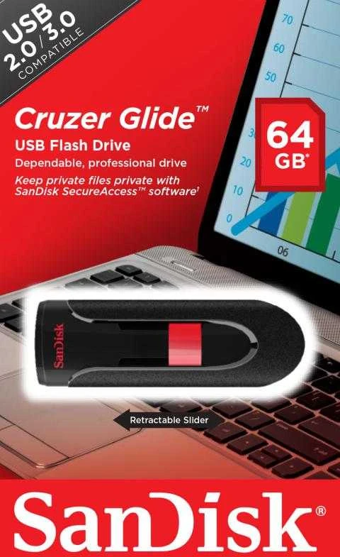 Sandisk Glide 64GB USB 2.0 atmintinė