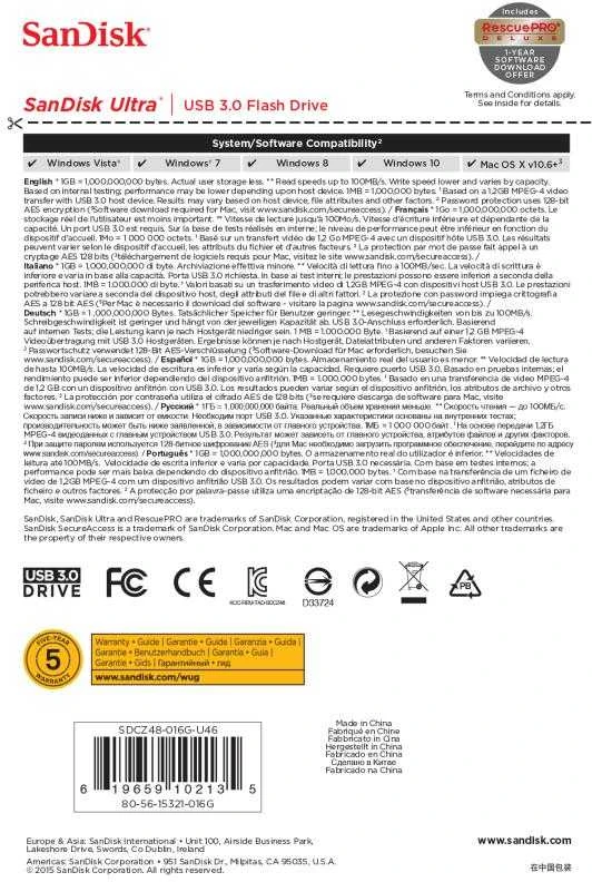 USB laikmena Sandisk Flash Drive Ultra, 16 GB, USB 3.0